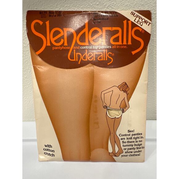 NWT Vintage 80’s Woman Slenderalls Control Top Beige Panty Suntan Legs  Size C-D - Picture 1 of 8